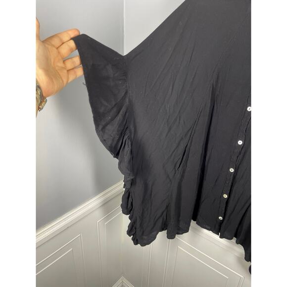 Free People, Sz XS/S, Black Gauze Oversized Blouse, Relaxed, Flowy, Lightweight - Picture 2 of 6